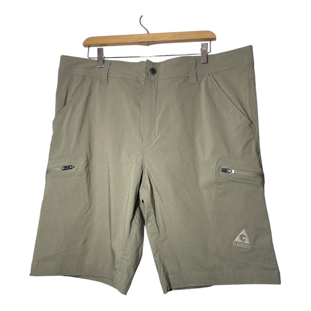 Gerry Mens Hiking Cargo Outdoor Shorts Size 38 Beige Khaki Stretch Pockets